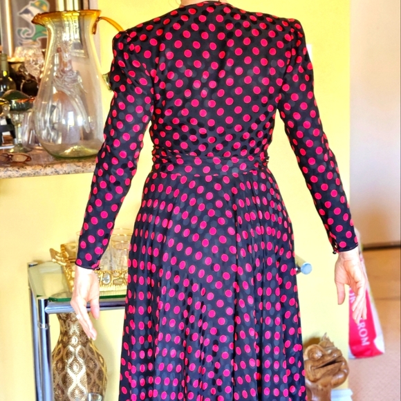 Albert Nipon Silk Dress Red Polkadot - Picture 11 of 13